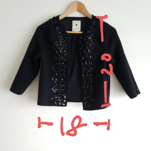 Anthropologie elevenses black wool sequence jacket - Picture 8 of 8